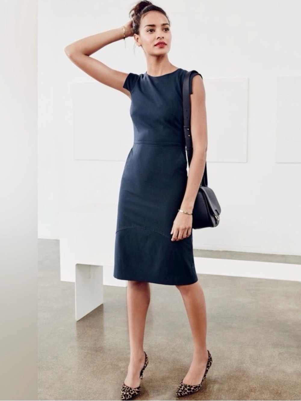 J.Crew Resume Navy Italian Stretch Sleeveless Sheath Dress